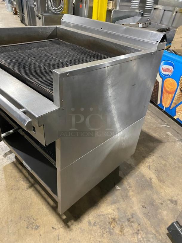 U.S. Range Commercial Stainless Steel Natural Gas Powered Char Broiler! With Back & Side Splash! With Pan Rail! With Enclosed Storage Base! On Legs! Working When Removed! - Image 2 of 8