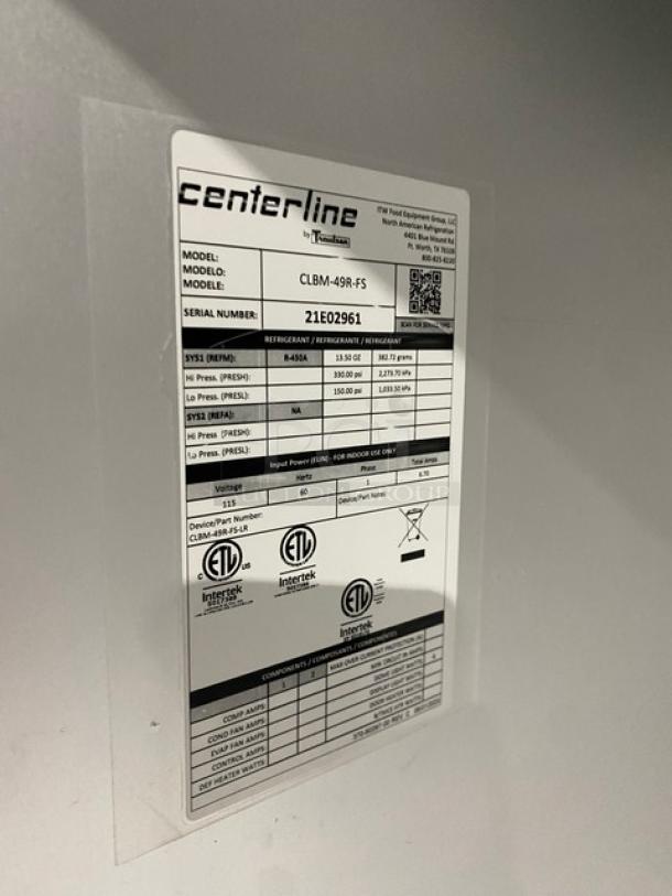 Traulsen Centerline Series Commercial Stainless Steel Solid 2 Door Reach In Refrigerator! Model: CLBM-49R-FS SN: 21E02961! 115V 1 Phase! On Casters! - Image 6 of 7