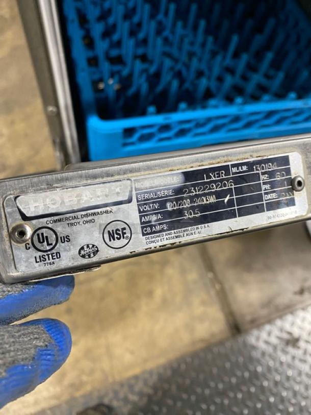 Hobart! New Body Style! Advansys Series Commercial Stainless Steel Electric Powered High Temperature Undercounter Dishwasher! Energy Star Certified! With Full Size Peg Rack! Model: LXER SN: 231229206! 120/208-240V 1 Phase! - Image 8 of 8