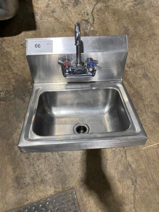 Commercial Stainless Steel Single Compartment Hand Washing Sink! With Back Splash & Mounted Goose Neck Faucet!