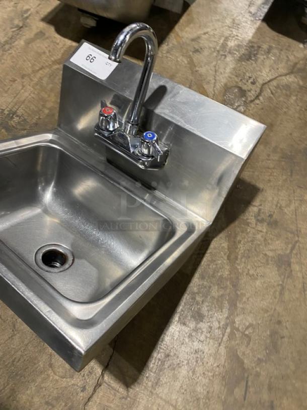 Commercial Stainless Steel Single Compartment Hand Washing Sink! With Back Splash & Mounted Goose Neck Faucet! - Image 3 of 6