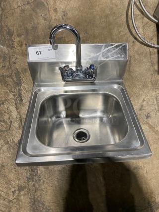 Commercial Stainless Steel Single Compartment Hand Washing Sink! With Back Splash & Mounted Goose Neck Swivel Faucet!
