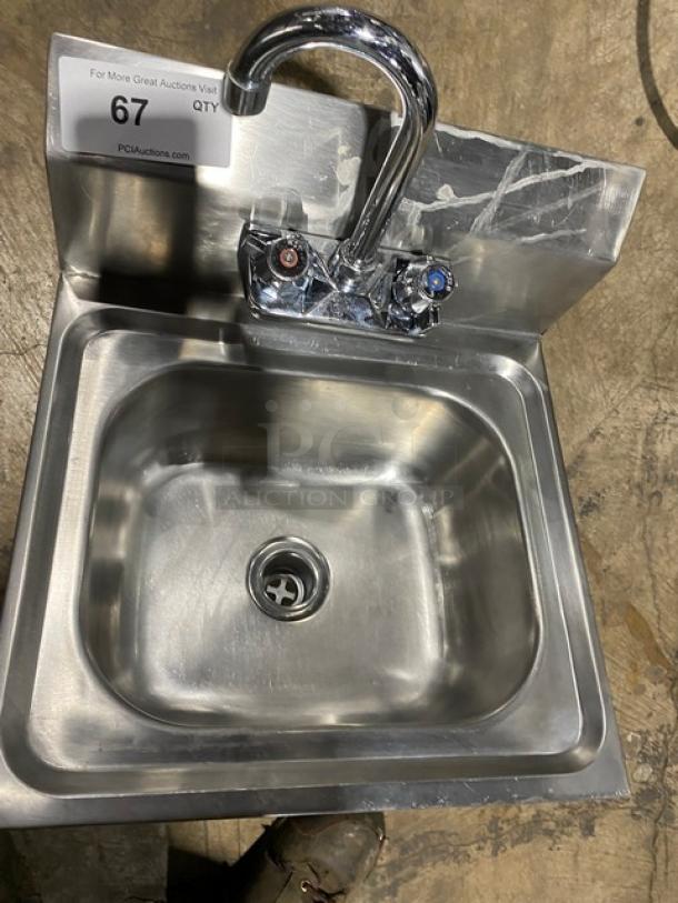 Commercial Stainless Steel Single Compartment Hand Washing Sink! With Back Splash & Mounted Goose Neck Swivel Faucet! - Image 4 of 5