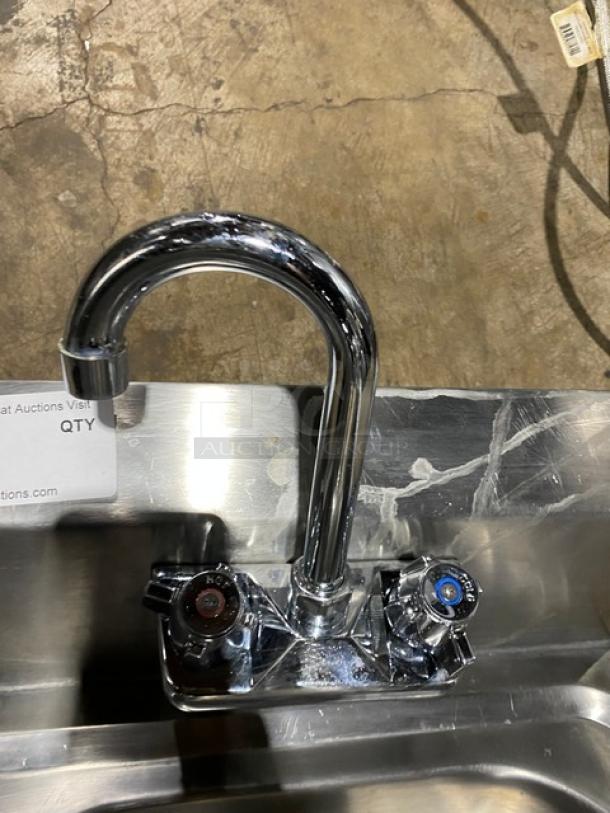 Commercial Stainless Steel Single Compartment Hand Washing Sink! With Back Splash & Mounted Goose Neck Swivel Faucet! - Image 5 of 5