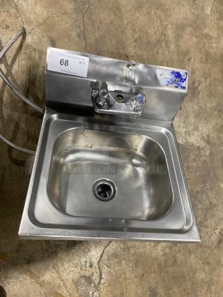 L&J Commercial Stainless Steel Single Compartment Hand Washing Sink! With Back Splash!