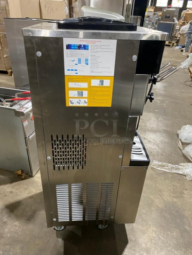 Vevor Commercial Stainless Steel Electric Powered Dual Flavor/Twist Soft Serve Ice Cream/Frozen Yogurt Machine! With 2 Hoppers & 3 Dispensers! With Drip Tray! Model: YKF-8228H SN: 240116639010047! 110V! On Casters! - Image 3 of 9