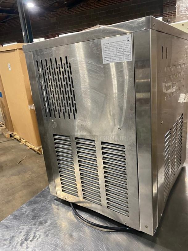 Vevor Commercial Stainless Steel Electric Powered Countertop Mini Dual Flavor/Twist Soft Serve Ice Cream/Frozen Yogurt Machine! With 2 Hoppers & 3 Dispensers! With Drip Tray! Model: YKF-8216T SN: SB0966! 110V! On Legs! - Image 3 of 9