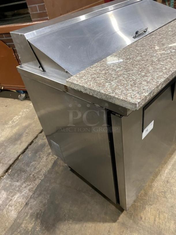 True Commercial Stainless Steel 2 Door Refrigerated Bain Marie Mega Top Salad/Sandwich Prep Table! With Marble Style Cutting Board! Model: TSSU-48-12 SN: 1-3500802! 115V 1 Phase! On Casters! - Image 2 of 10
