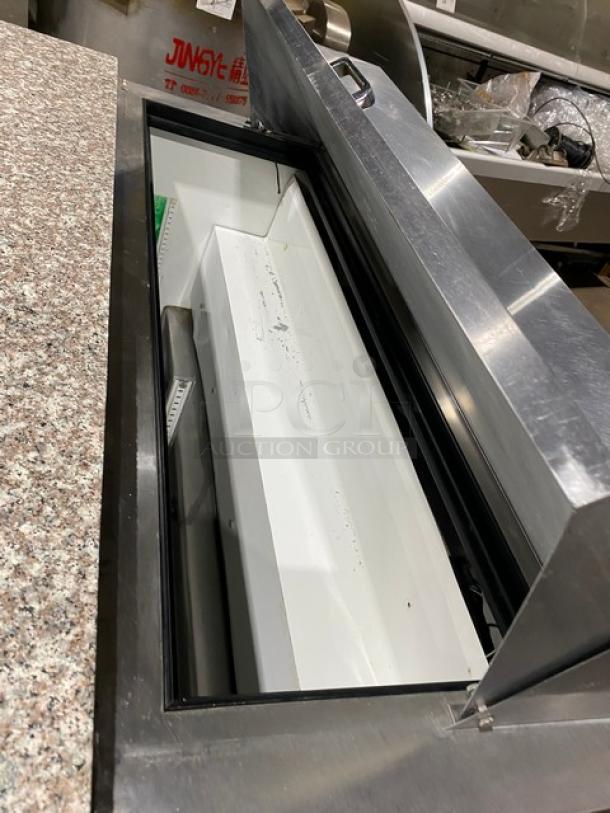 True Commercial Stainless Steel 2 Door Refrigerated Bain Marie Mega Top Salad/Sandwich Prep Table! With Marble Style Cutting Board! Model: TSSU-48-12 SN: 1-3500802! 115V 1 Phase! On Casters! - Image 8 of 10