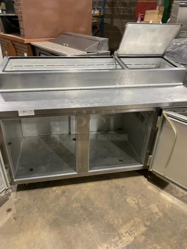 Beverage-Air Commercial Stainless Steel 2 Door Refrigerated Bain Marie Mega Top Pizza prep Table! 115V 1 Phase! On Casters! - Image 5 of 9