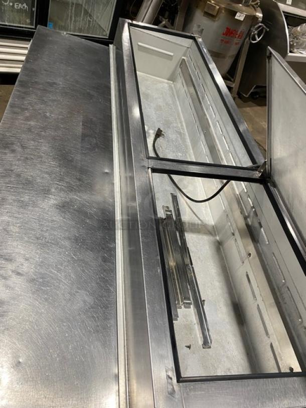 Beverage-Air Commercial Stainless Steel 2 Door Refrigerated Bain Marie Mega Top Pizza prep Table! 115V 1 Phase! On Casters! - Image 8 of 9