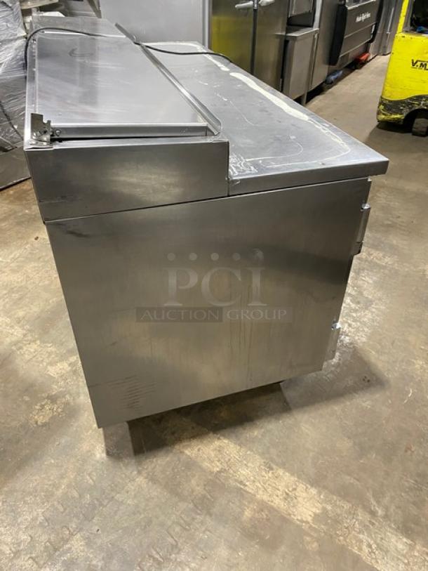 Beverage-Air Commercial Stainless Steel 2 Door Refrigerated Bain Marie Mega Top Pizza Prep Table! Model: PT67 SN: 4611692! 115V 1 Phase! On Casters! - Image 3 of 9