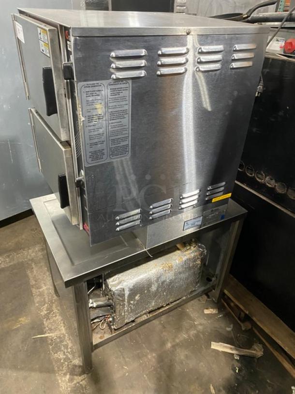 Groen! 2022 Late Model! HyPer Steam Series Commercial Stainless Steel Electric Powered Dual Compartment 6-Pan Convection Steamer Cabinet! With Individual Compartment Controls! With Built-In Pan Holding Racks! Model: HY-6E SN: 6E28720MSM02! 480V 3 Phase! On Bullet Feet Legs! - Image 3 of 9