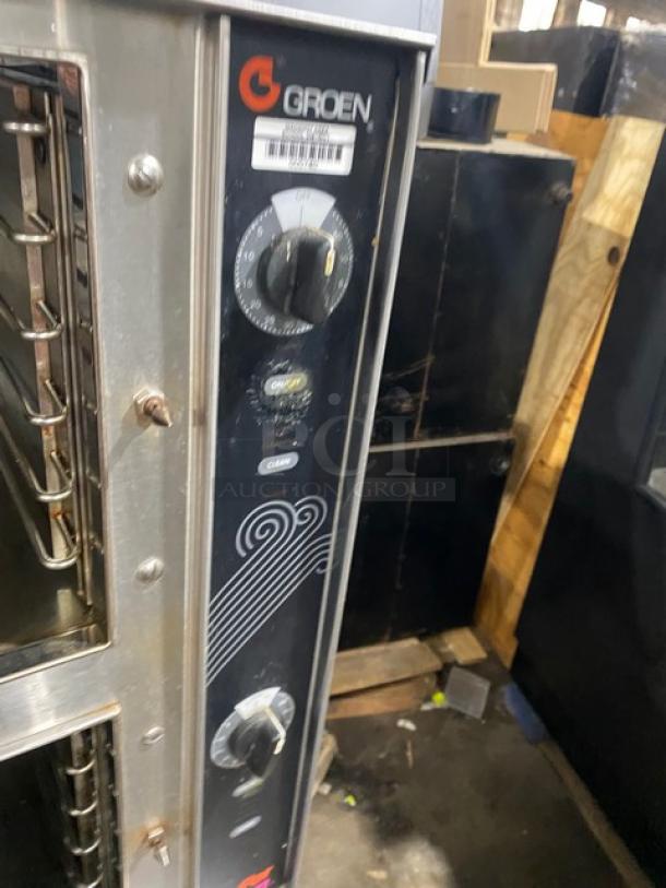 Groen! 2022 Late Model! HyPer Steam Series Commercial Stainless Steel Electric Powered Dual Compartment 6-Pan Convection Steamer Cabinet! With Individual Compartment Controls! With Built-In Pan Holding Racks! Model: HY-6E SN: 6E28720MSM02! 480V 3 Phase! On Bullet Feet Legs! - Image 6 of 9
