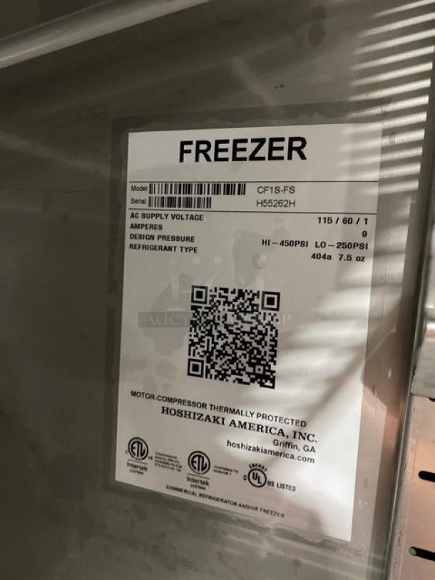 Hoshizaki Commercial Stainless Steel Solid Single Door Reach In Freezer! With Poly Coated Wire Racks! Model: CF1S-FS SN: H55252H! 115V 1 Phase! On Casters! - Image 6 of 8