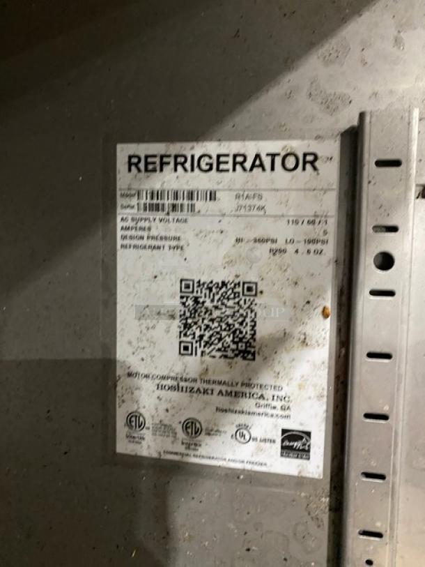 Hoshizaki Commercial Stainless Steel Solid Single Door Reach In Refrigerator! Energy Star Certified! With Poly Coated Wire Racks! Model: R1AFS SN: J71374K! 115V 1 Phase! - Image 7 of 9