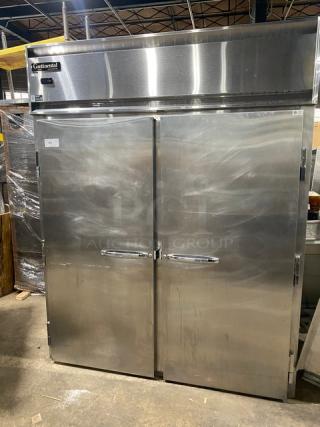 Continental Commercial Stainless Steel Solid 2 Door Double Section Roll-Through Refrigerator! Model: DL2RI-SA SN: 15765059! 115V 1 Phase!