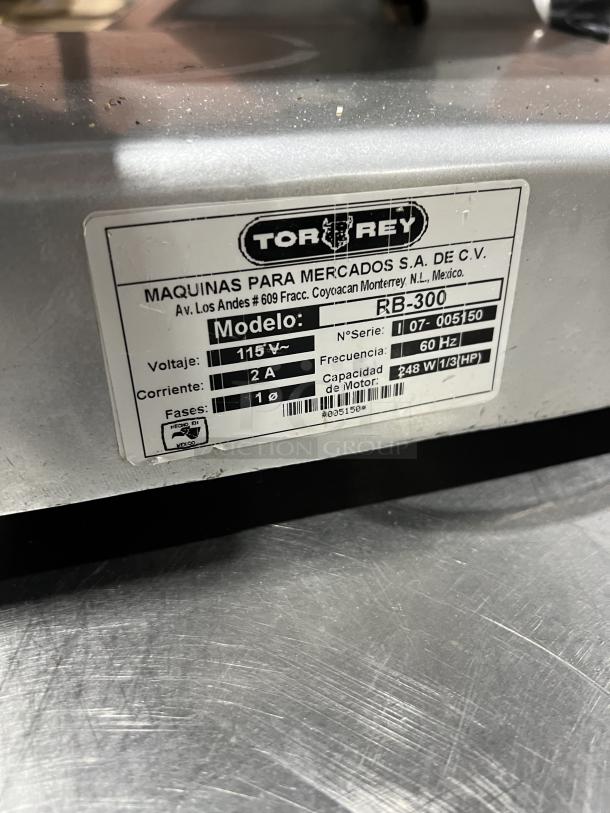 Tor-Rey Commercial Electric Powered Countertop Deli Meat Slicer! Model: RB-300 SN: I07-005150! 115V 1 Phase! On Legs! - Image 7 of 8