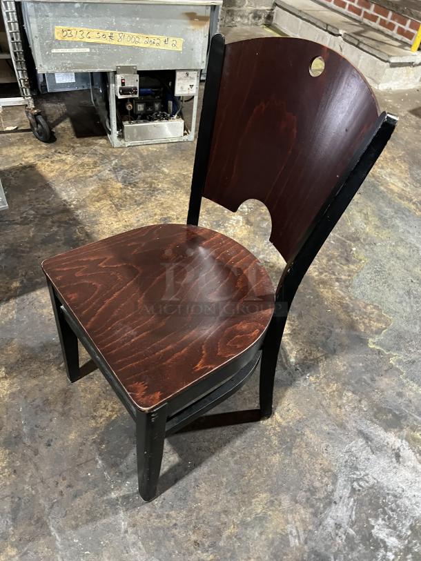 Commercial Walnut Wood Style Solid-Back Indoor Dining Chairs! 11X Your Bid! - Image 2 of 6