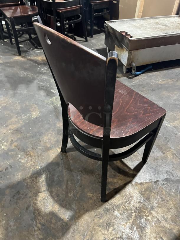 Commercial Walnut Wood Style Solid-Back Indoor Dining Chairs! 11X Your Bid! - Image 3 of 6