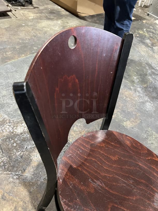 Commercial Walnut Wood Style Solid-Back Indoor Dining Chairs! 11X Your Bid! - Image 4 of 6