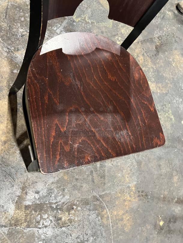 Commercial Walnut Wood Style Solid-Back Indoor Dining Chairs! 11X Your Bid! - Image 5 of 6