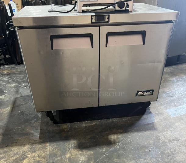 Migali Commercial Stainless Steel 2 Door Undercounter Worktop Freezer! With Poly Coated Wire Rack! Model: C-U48F SN: C-U48F04216042600920006! 115V 1 Phase! On Casters! - Image 1 of 8