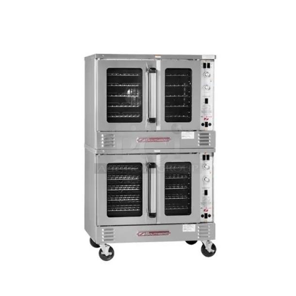 BRAND NEW! Southbend SilverStar SL-Series Commercial Stainless Steel Electric Powered Double Stacked Convection Oven! With Thermostatic Controls! With Wired Oven Racks! Model: SLES/20SC SN:23G95905! 208V 3 Phase! With Legs! 2X Your Bid Makes One Unit! - Image 1 of 13