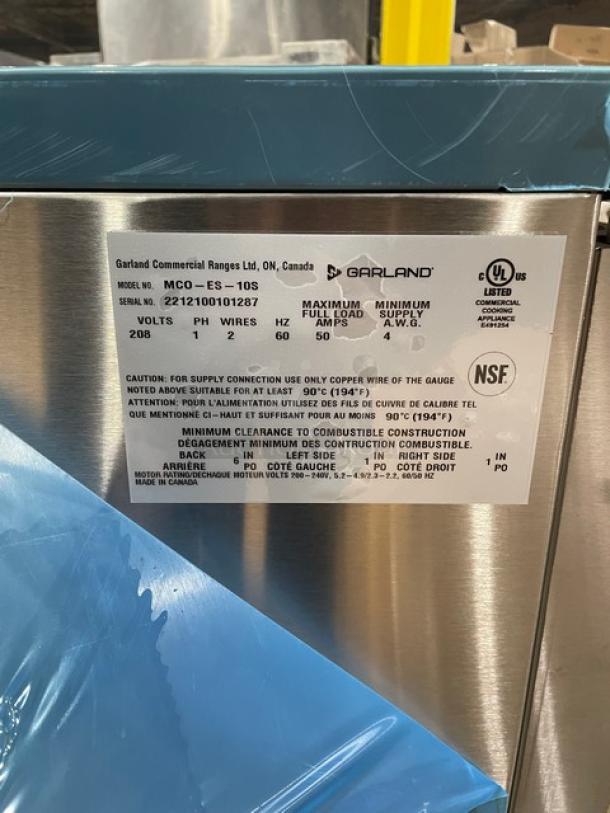 BRAND NEW! Garland Master-200 Series Commercial Stainless Steel Electric Powered Single Stack Convection Oven! With Thermostatic Controls! With Wired Oven Racks! Model: MCO-ES-10S SN: 2212100101287! 208V 1 Phase! With Legs! - Image 10 of 13