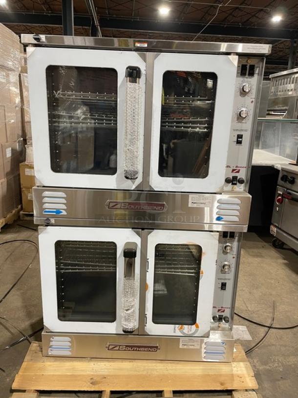 BRAND NEW! Southbend SilverStar SL-Series Commercial Stainless Steel Electric Powered Double Stacked Convection Oven! With Thermostatic Controls! With Wired Oven Racks! Model: SLES/20SC SN:23G95905! 208V 3 Phase! With Legs! 2X Your Bid Makes One Unit! - Image 3 of 13