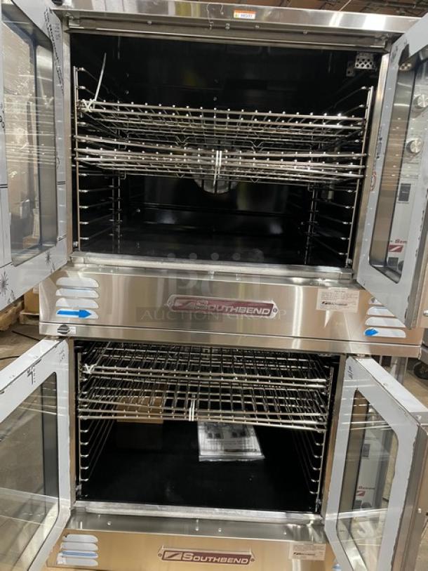 BRAND NEW! Southbend SilverStar SL-Series Commercial Stainless Steel Electric Powered Double Stacked Convection Oven! With Thermostatic Controls! With Wired Oven Racks! Model: SLES/20SC SN:23G95905! 208V 3 Phase! With Legs! 2X Your Bid Makes One Unit! - Image 7 of 13