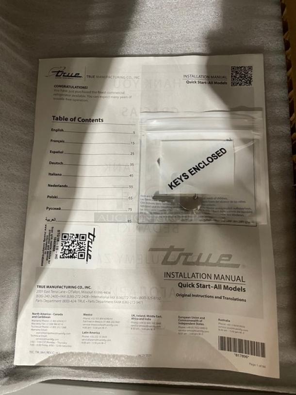 BRAND NEW! True Spec Series Commercial Stainless Steel Solid Single Door Reach In Refrigerator! Energy Star Certified! With Lock & Keys! Model: STG1R-1S-HC SN:10453606! 115V 1 Phase! - Image 9 of 13