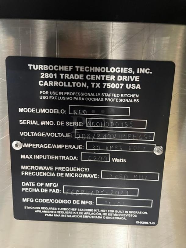 BRAND NEW! TurboChef! 2023 Late Model! Sota Series Commercial Black Electric Powered Countertop Rapid Cook Ventless Turbo Oven! With Touch Controls! Model: NGO SN: NGOHD00155! 208/240V 1 Phase! On Legs! - Image 6 of 11