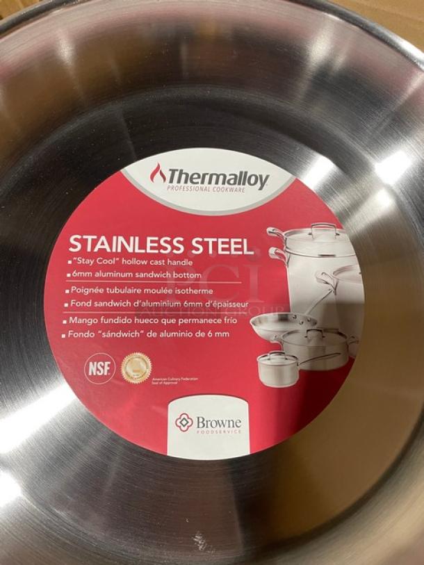 BRAND NEW! Browne Thermalloy Series Commercial Stainless Steel 12.5" Induction Fry Pan! With Hollow Cast Handle! Model: 573773! - Image 7 of 8