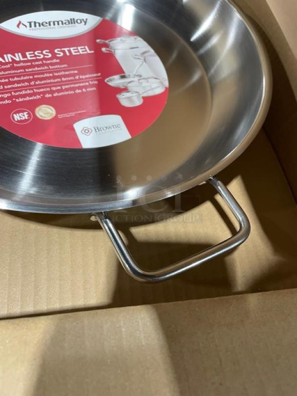 BRAND NEW! Browne Thermalloy Series Commercial Stainless Steel 12.5" Induction Fry Pan! With Hollow Cast Handle! Model: 573773! - Image 8 of 8