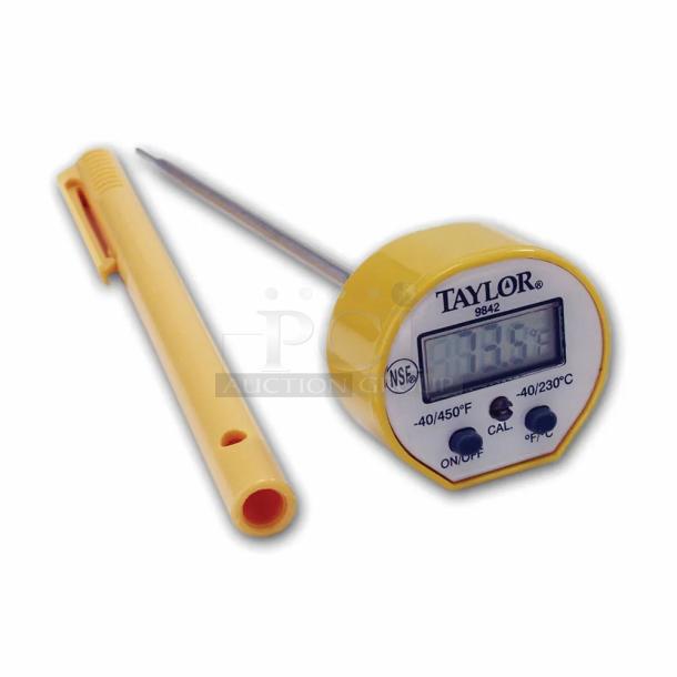 BRAND NEW! Taylor Commercial Stainless Steel/Yellow Waterproof Instant-Read Digital Probe Style Thermometer! Model: 9842FDA! 3X Your Bid! - Image 1 of 4