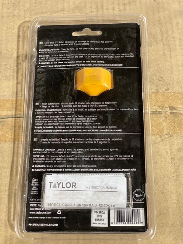 BRAND NEW! Taylor Commercial Stainless Steel/Yellow Waterproof Instant-Read Digital Probe Style Thermometer! Model: 9842FDA! 3X Your Bid! - Image 3 of 4