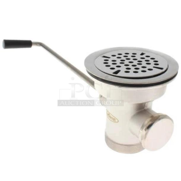 BRAND NEW! Krowne Commercial Twist Lever Waste Drain! With Stainless Steel Strainer, Flange & Handle! With 1.25" Overflow Outlet! Model: 22-204! - Image 1 of 6