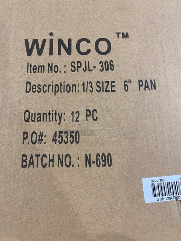 BRAND NEW! Winco Commercial Stainless Steel 1/3 Size 6" Deep Anti-Jam Hotel/Steamtable Pan! 12 Per Case! Model: SPJL-306! ALL ONE MONEY! - Image 4 of 4