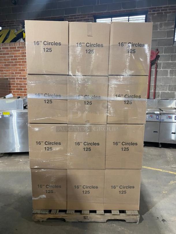 BRAND NEW! FULL PALLET! R3 Redistribution Commercial White Cardboard 16" Round Cake Boards! ALL NEW IN THE BOX! 24X Your Bid! - Image 1 of 8