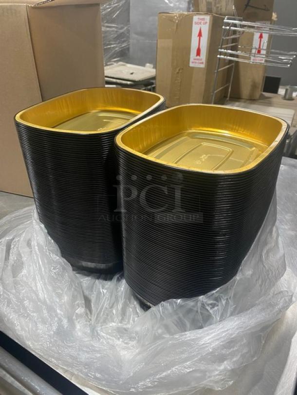 BRAND NEW! FULL PALLET! Handi-Foil Commercial Black/Gold Medium Sized Gourmet-To-Go Food Containers! Model: 4202-70-150! 55X Your Bid! - Image 6 of 8