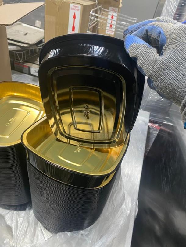 BRAND NEW! FULL PALLET! Handi-Foil Commercial Black/Gold Medium Sized Gourmet-To-Go Food Containers! Model: 4202-70-150! 55X Your Bid! - Image 7 of 8