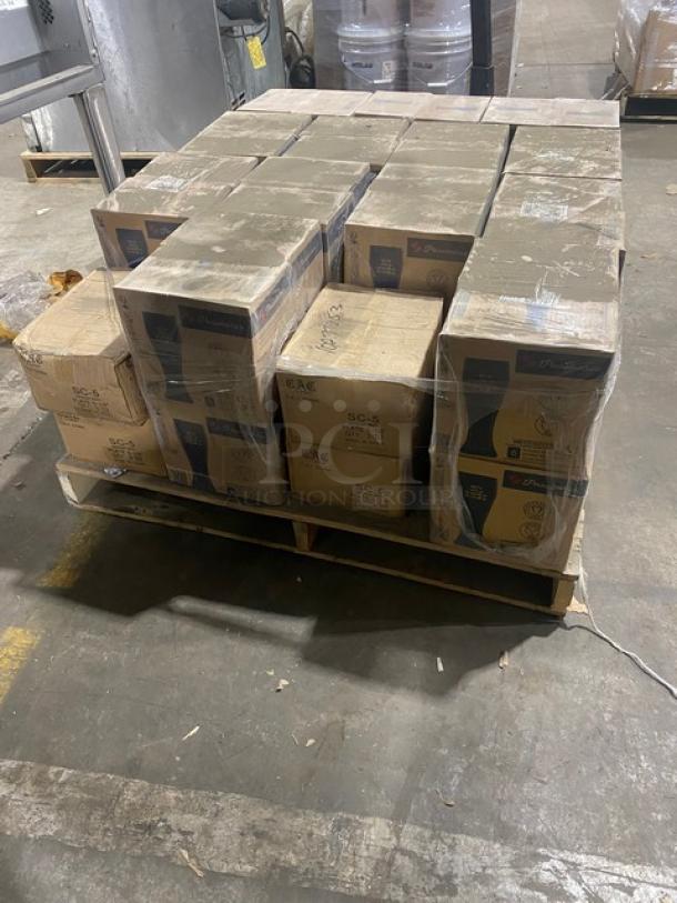 BRAND NEW! MIXED PALLET! Pasabahce Commercial Clear 14 Oz. Pilsner Beer Glass/Tumblers! Model: 42116! With C.A.C. China Commercial American White 5.5” Seville Plates! Model: SC-5! 56X Your Bid! - Image 3 of 8
