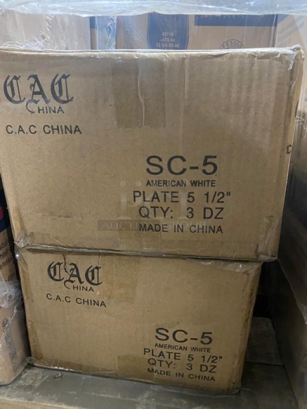 BRAND NEW! MIXED PALLET! Pasabahce Commercial Clear 14 Oz. Pilsner Beer Glass/Tumblers! Model: 42116! With C.A.C. China Commercial American White 5.5” Seville Plates! Model: SC-5! 56X Your Bid! - Image 7 of 8