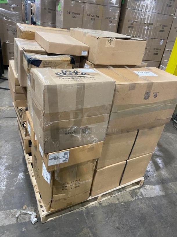 BRAND NEW! MIXED PALLET! G.E.T. Bugambilia Series Commercial Gold Latte Straight Side Square Salad Bar Bowl! Model: COMP01LT! With G.E.T. Commercial Black Melamine 20.4 Qt. Square Siciliano/Serving Bowls! Model: ML-250-BK! With FOH Commercial Stainless-Steel Menu/Sign Holders! Model: BHO001BCZ23! With ABC Commercial Stainless Steel Heavy Duty Four-Sided Square Box Graters! Model: GRT-4! With Carlisle Commercial White Scalloped Edge Swirl Style 5 Lb. Rectangular Salad Crock! Model: 696302! With American Metalcraft Commercial Gold Hammered Aluminum Seafood Tray! Model: ASEAG12! & More! 34X Your Bid! - Image 2 of 10