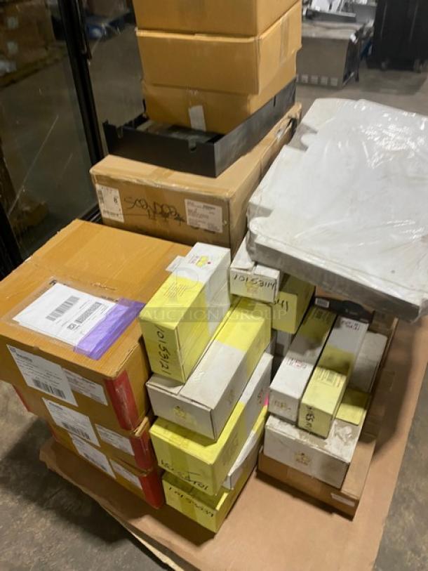 BRAND NEW! MIXED PALLET! Rak Porcelain Banquet Series Commercial Ivory White Porcelain 20.3 Oz. Stackable Salad Bowls! Model: BASB16! With R3 Redistribution Commercial White 10”x10”x5” Cake/Bakery Boxes! Model: J27B03! With Bon Chef Commercial Starlight Hot Stone/Stainless Steel 6 Qt. Cucina Induction Brazier Pot With Lid & Handles! Model: 60030STARLIGHT! With Steelite International Commercial White Porcelain 6 Qt. Rectangular Chafer Inserts! Model: WLWI55P! With Inno-Pak's Commercial Kraft Paperboard 8"x8"x2.5" Pie/Bakery Box! Model: 011000203-P! & More! 34X Your Bid! - Image 3 of 10