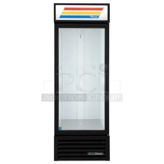 NEW! Scratch-N-Dent! True Commercial Black Powder Coated Single Glass Swing Door reach In Merchandiser Refrigerator! Energy Star Certified! With Poly Coated Wire Racks! Model: GDM-23-HC~TS01 SN: 10985209! 115V 1 Phase!