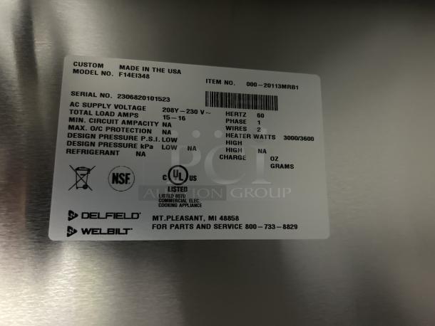 NEW! Delfield Custom Buffet Style Commercial Stainless Steel Electric Powered 48" Triple Well Hot Food Steam Table! With Pan Rail & Individual Controls! With Single Service Flip-Up Sneeze Guard! With Enclosed Base! Model: F14EI348 SN: 2306820101523! 208-230V 1 Phase! On Legs! - Image 4 of 4