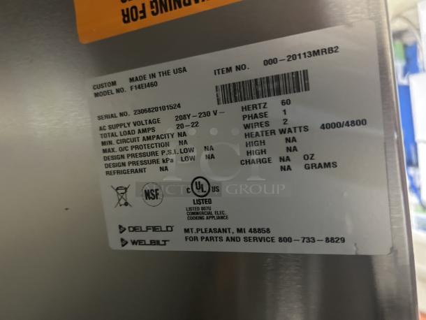 NEW! Delfield Custom Buffet Style Commercial Stainless Steel Electric Powered 60" 4-Well Hot Food Steam Table! With Pan Rail & Individual Controls! With Single Service Flip-Up Sneeze Guard! With Enclosed Base! Model: F14EI460 SN: 2306820101524! 208-230V 1 Phase! On Legs! - Image 3 of 3