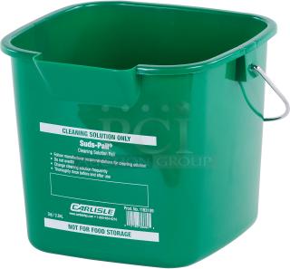 BRAND NEW! Carlisle Commercial Green 3 Qt. Cleaning Solution Suds-Pail/Mop Bucket! With White Grip Handles! Model: 1183109! 6X Your Bid!